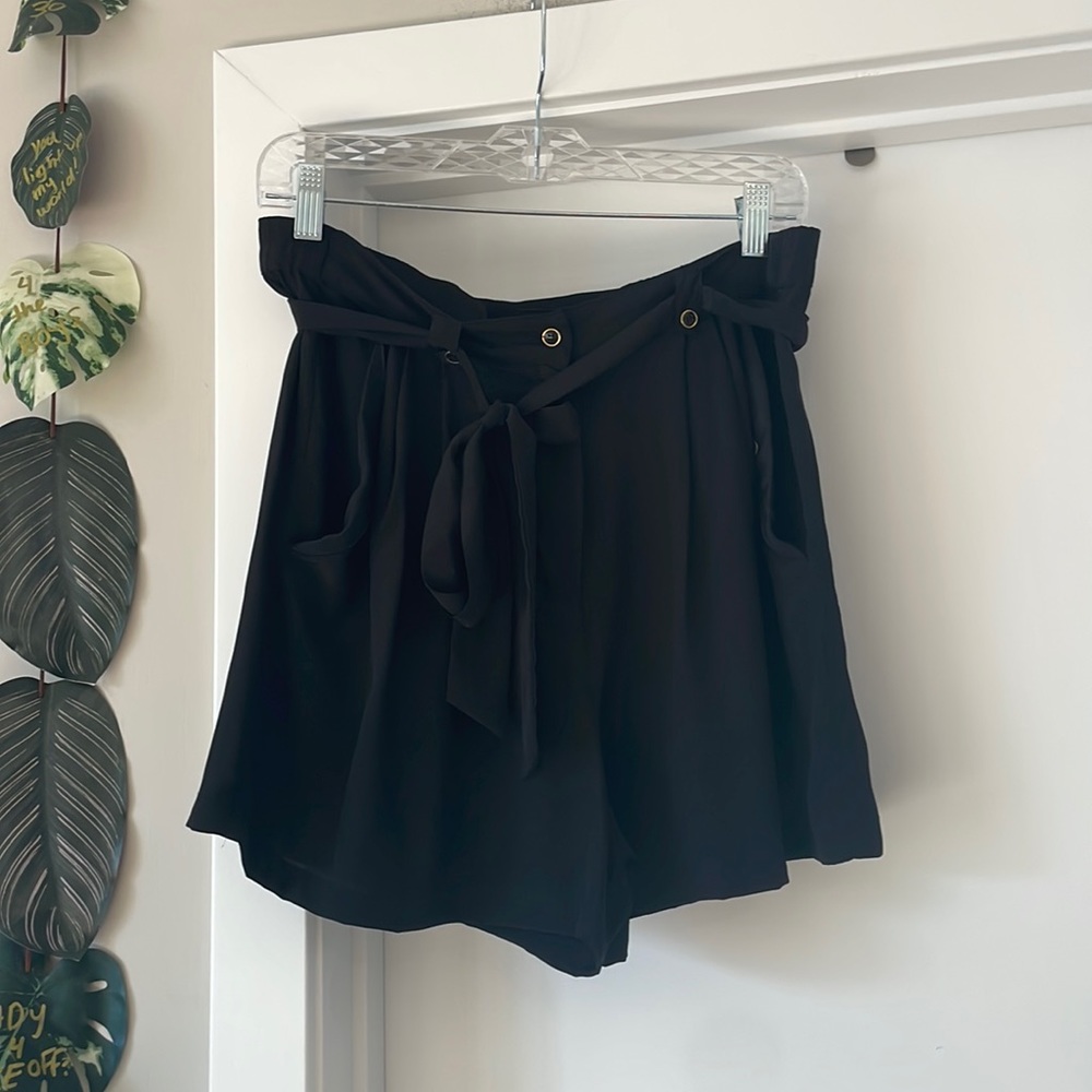 Yumi Kim 100% Silk Black Shorts with Tie